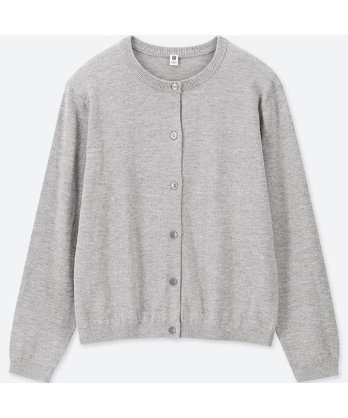 UNIQLO（ユニクロ）の「GIRLS クルーネックカーディガン（長袖）（その他トップス・キッズ・GRAY 03/NAVY 69/RED 17/YELLOW 47/OFF WHITE 01/PINK 12・140/160/130/110/150/100/120）」の3枚目の写真