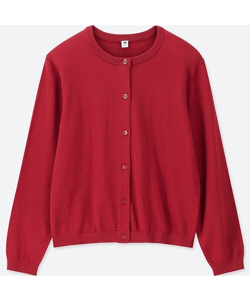 UNIQLO（ユニクロ）の「GIRLS クルーネックカーディガン（長袖）（その他トップス・キッズ・GRAY 03/NAVY 69/RED 17/YELLOW 47/OFF WHITE 01/PINK 12・140/160/130/110/150/100/120）」の6枚目の写真