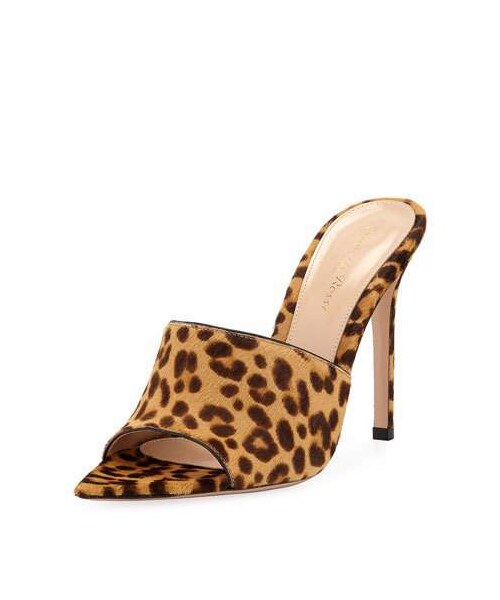 leopard open toe mules
