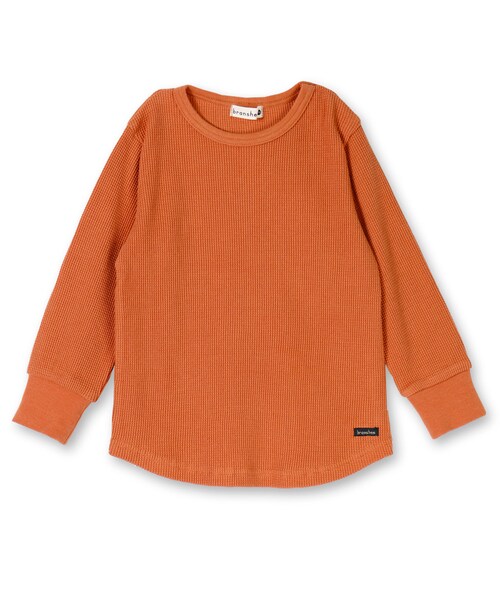 BRANSHES（ブランシェス）の「ワッフルロング長袖Tシャツ（Tシャツ/カットソー・キッズ・オフホワイト/レンガ/ブラック/ボーダー・80～150）」の3枚目の写真