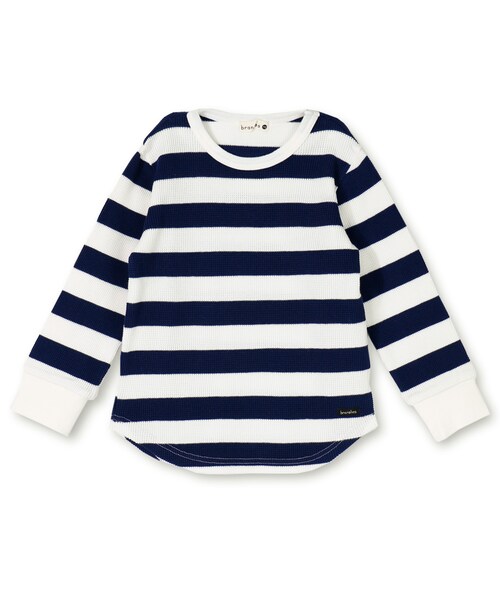 BRANSHES（ブランシェス）の「ワッフルロング長袖Tシャツ（Tシャツ/カットソー・キッズ・オフホワイト/レンガ/ブラック/ボーダー・80～150）」の4枚目の写真