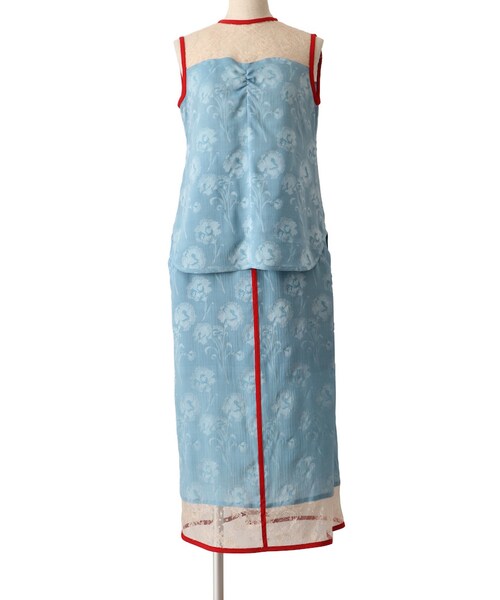 mame（マメ）の「Mame Kurogouchi（マメ クロゴウチ） カーネーションウィロートップス&スカート（ブルー/サイズ2）（ドレス