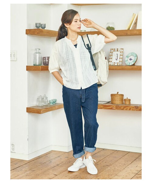 earth music&ecology（アースミュージックアンドエコロジー）の「COTTON USAデニムパンツ(バルーン)（パンツ・ミディアムインディゴ/ダークインディゴ・S/M/L）」の4枚目の写真