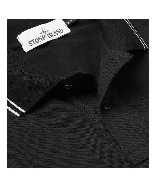 STONE ISLAND(ストーンアイランド)の「Stone Island Slim-Fit Contrast-Tipped Stretch-Cotton Piqué Polo Shirt(ポロシャツ・メンズ・Black・XXL/S/L/XL/M)」の4枚目の写真