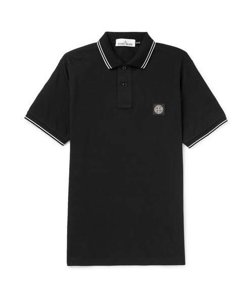 STONE ISLAND(ストーンアイランド)の「Stone Island Slim-Fit Contrast-Tipped Stretch-Cotton Piqué Polo Shirt(ポロシャツ・メンズ・Black・XXL/S/L/XL/M)」の1枚目の写真