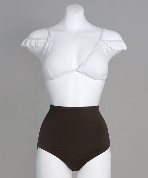 DHOLIC（ディーホリック）の「ショルダーフリルストラップビキニ（水着・レディース・パープル/ホワイト/レッド・FREE）」の2枚目の写真