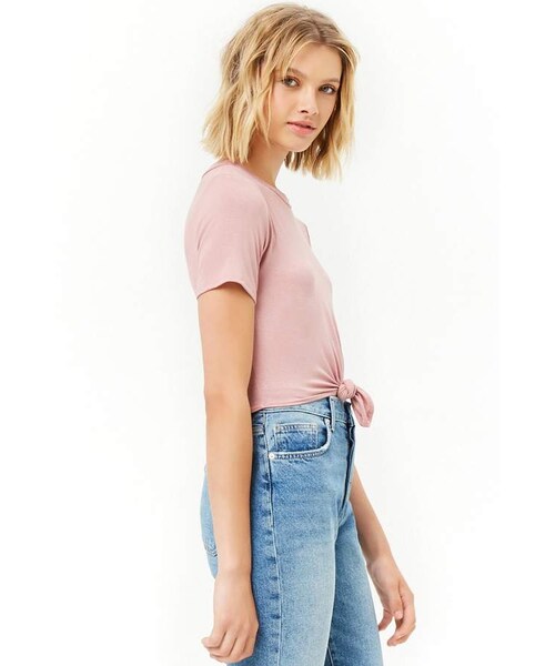 FOREVER 21（フォーエバー トゥエンティーワン）の「Forever 21 Knotted Cropped Tee（Tシャツ/カットソー・レディース・Green/Purple/Black・Small/Medium/Large）」の10枚目の写真