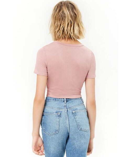 FOREVER 21（フォーエバー トゥエンティーワン）の「Forever 21 Knotted Cropped Tee（Tシャツ/カットソー・レディース・Green/Purple/Black・Small/Medium/Large）」の8枚目の写真