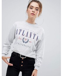 Bershka | Bershka atlanta print sweater in gray(スウェット)