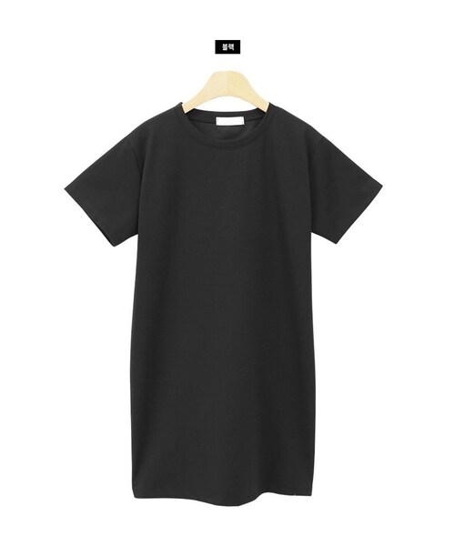 Dailyabout（デイリーアバウト）の「ラウンドネック半袖ワンピース（ワンピース・レディース・ホワイト/ブラック・FREE）」の2枚目の写真