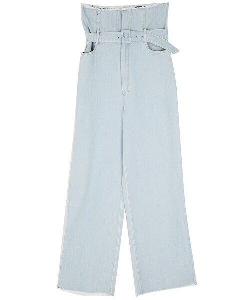 DINT（ディント）の「ハイラインオーバーロングデニムパンツ（ベルトset）（デニムパンツ・レディース・블루・one(44~66size)）」の2枚目の写真