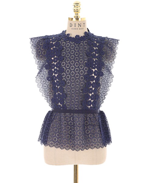 DINT（ディント）の「レースムードイッブラウス（インナーset）（シャツ/ブラウス・レディース・화이트/블루・one(44~66size)）」の3枚目の写真