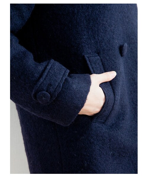 earth music&ecology（アースミュージックアンドエコロジー）の「スライバーニットロングコート（コート　・レディース・ネイビー/ピンク/ベージュ/ライトグレー・L）」の10枚目の写真