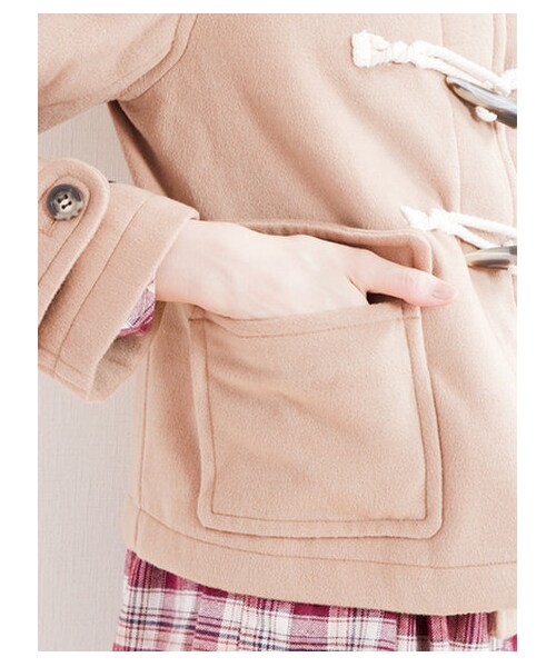 earth music&ecology（アースミュージックアンドエコロジー）の「ショートダッフルコート（コート　・レディース・ネイビー/イエロー/ピンク/キャメル/サックスブルー・L）」の12枚目の写真