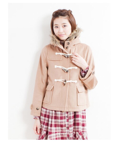 earth music&ecology（アースミュージックアンドエコロジー）の「ショートダッフルコート（コート　・レディース・ネイビー/イエロー/ピンク/キャメル/サックスブルー・L）」の6枚目の写真