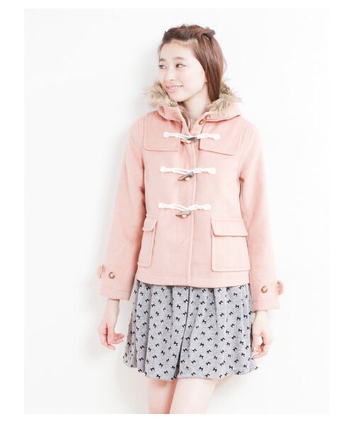 earth music&ecology（アースミュージックアンドエコロジー）の「ショートダッフルコート（コート　・レディース・ネイビー/イエロー/ピンク/キャメル/サックスブルー・L）」の5枚目の写真