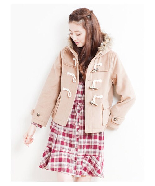 earth music&ecology（アースミュージックアンドエコロジー）の「ショートダッフルコート（コート　・レディース・ネイビー/イエロー/ピンク/キャメル/サックスブルー・L）」の14枚目の写真