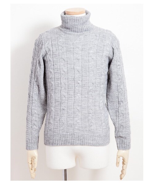 SEVENDAYS=SUNDAY（セブンデイズサンデイ）の「《メンズ》 ケーブルタートルネックニット（ニット・セーター・メンズ・グレー/ネイビー/アイボリー・L/M/S）」の2枚目の写真