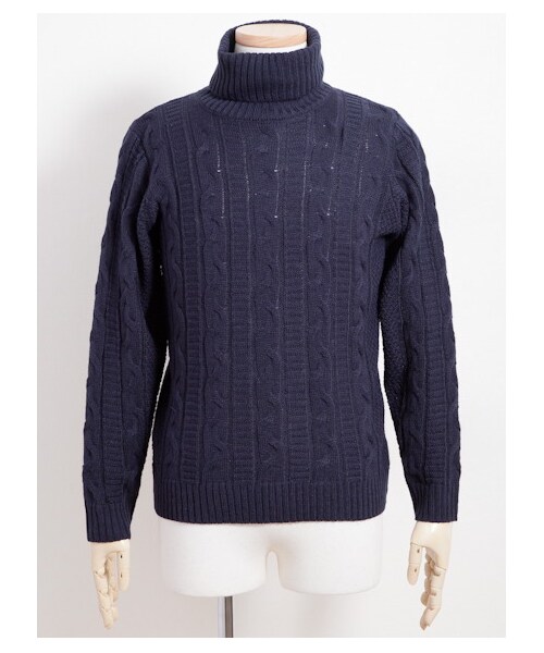 SEVENDAYS=SUNDAY（セブンデイズサンデイ）の「《メンズ》 ケーブルタートルネックニット（ニット・セーター・メンズ・グレー/ネイビー/アイボリー・L/M/S）」の3枚目の写真