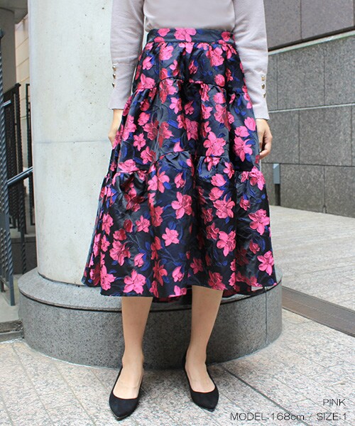 新品○今季RANDAジャガードティアードスカート