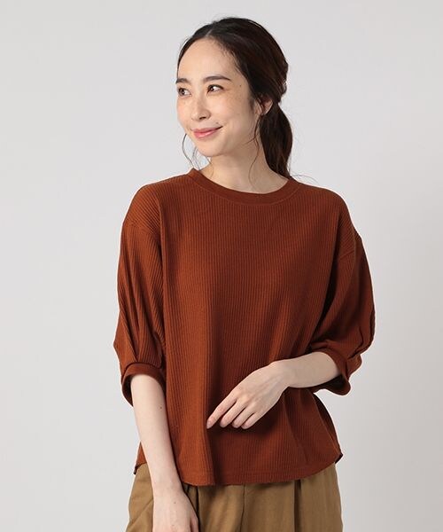 studio CLIP（スタディオクリップ）の「《days》アソートワッフルプルオーバー（トップス・オフホワイト×ブラック/ホワイト/ブラック/ブラウン）」の4枚目の写真