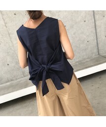 copine | 麻混バックリボンノースリーブブラウス(2color)【クリックポスト対象商品】(シャツ/ブラウス)