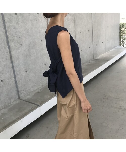 copine（コピン）の「麻混バックリボンノースリーブブラウス(2color)【クリックポスト対象商品】（シャツ/ブラウス・レディース・その他）」の3枚目の写真