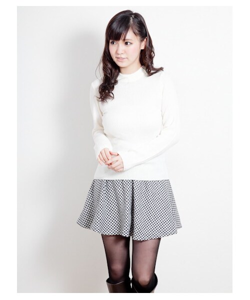 earth music&ecology（アースミュージックアンドエコロジー）の「リブハイネックニット（ニット・セーター・レディース・ラベンダー/杢グレー/ブラック/アイボリー・M/S）」の5枚目の写真