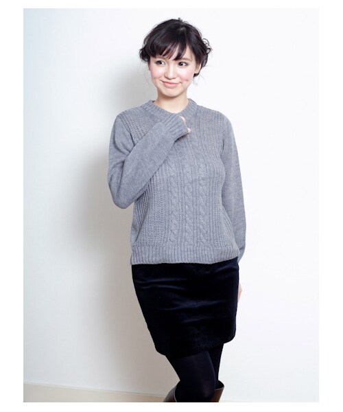 earth music&ecology（アースミュージックアンドエコロジー）の「ハイネックニット（ニット・セーター・レディース・グレー/ブラック/ライトピンク/アイボリー・F）」の3枚目の写真