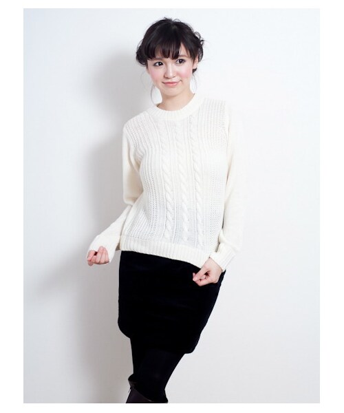 earth music&ecology（アースミュージックアンドエコロジー）の「ハイネックニット（ニット・セーター・レディース・グレー/ブラック/ライトピンク/アイボリー・F）」の5枚目の写真