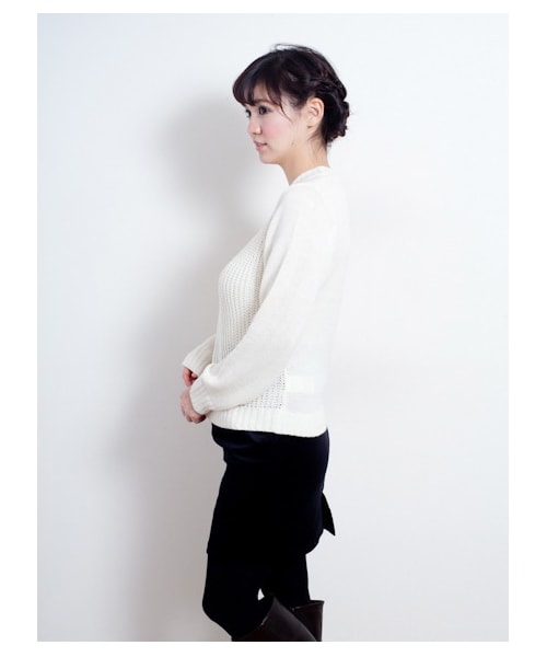 earth music&ecology（アースミュージックアンドエコロジー）の「ハイネックニット（ニット・セーター・レディース・グレー/ブラック/ライトピンク/アイボリー・F）」の6枚目の写真