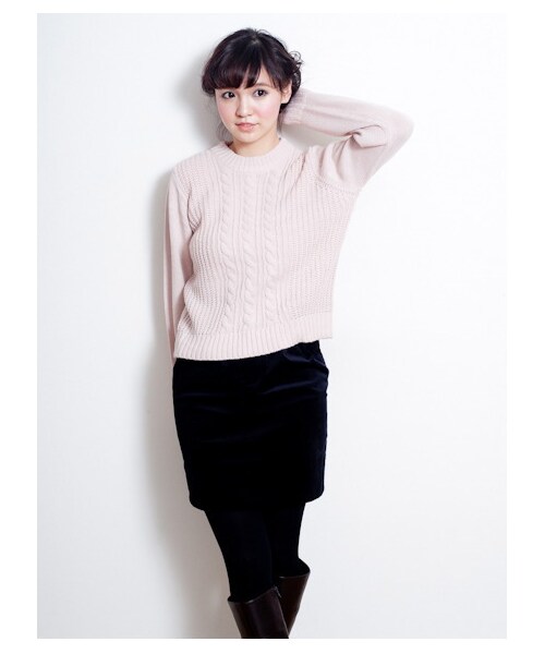 earth music&ecology（アースミュージックアンドエコロジー）の「ハイネックニット（ニット・セーター・レディース・グレー/ブラック/ライトピンク/アイボリー・F）」の4枚目の写真