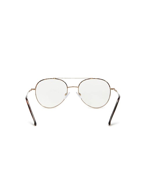 FOREVER 21（フォーエバー トゥエンティーワン）の「トータスシェルアビエーターメガネ（ファッション雑貨・GOLD/CLEAR・ONE SIZE）」の4枚目の写真