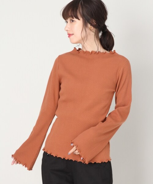 LOWRYS FARM（ローリーズファーム）の「リブメロープルオーバー（トップス・オフ/ブラック/ボーダー/グレー/ブラウン）」の5枚目の写真