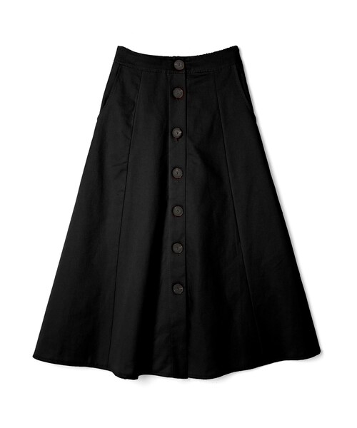 GRL（グレイル）の「フロントボタンフレアスカート（スカート・レディース・ベージュ/ブラック/カーキ・M）」の2枚目の写真