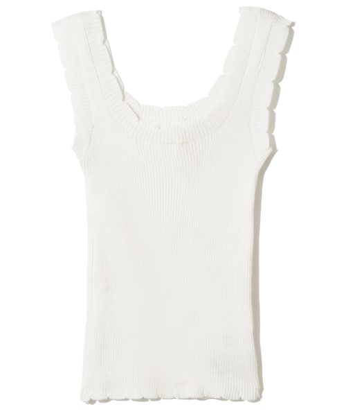 GRL（グレイル）の「スカラップリブニットタンクトップ（タンクトップ・レディース・ピンク/ブラック/ベージュ/オフホワイト・M/Ｍ）」の2枚目の写真