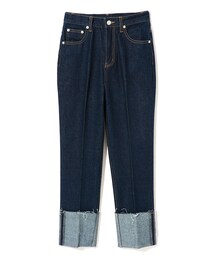 GRL | センタープレスワイドロールアップストレートデニムパンツ(デニムパンツ)