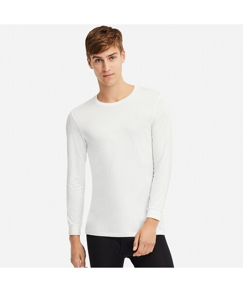 UNIQLO（ユニクロ）の「ヒートテッククルーネックT（9分袖）（その他アンダーウェア/インナー・メンズ・BLACK 09/WHITE 00/DARK GRAY 08/NAVY 69・4XL/M/XS/S/XL/XXL/L/3XL）」の2枚目の写真