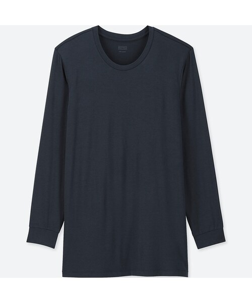 UNIQLO（ユニクロ）の「ヒートテッククルーネックT（9分袖）（その他アンダーウェア/インナー・メンズ・BLACK 09/WHITE 00/DARK GRAY 08/NAVY 69・4XL/M/XS/S/XL/XXL/L/3XL）」の4枚目の写真