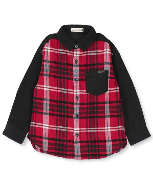 BRANSHES(ブランシェス)の「ワイドチェック柄長袖シャツ(シャツ/ブラウス・キッズ・レッド/ブラウン・90cm~150cm)」の1枚目の写真