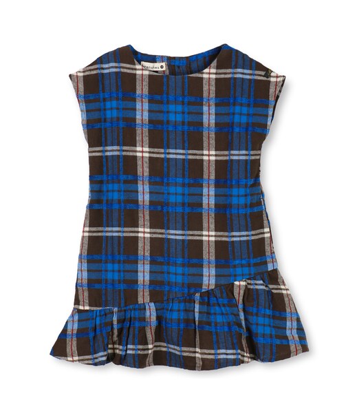 BRANSHES(ブランシェス)の「ワイドチェック半袖ワンピース(ワンピース・キッズ・レッド/ブラウン・80cm~150cm)」の2枚目の写真