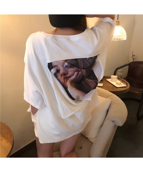 cocounsecret(ココアンセクレ)の「バックプリントセットアップ(Tシャツ/カットソー・レディース・ホワイト・ワンサイズ)」の1枚目の写真