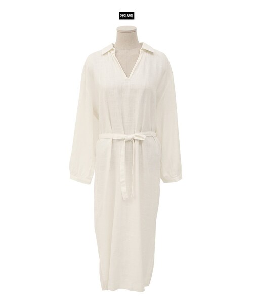 Dailyabout（デイリーアバウト）の「Vネックロングワンピース（ワンピース・レディース・ベージュ/ホワイト・FREE）」の2枚目の写真