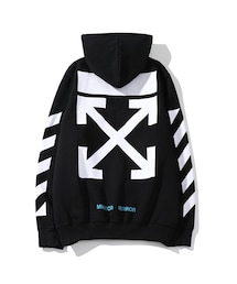 Off-White☆スウェット フード付きネック ロゴ 長袖 カーキ Off-White☆スウェット フード付きネック ロゴ 長袖 カーキ