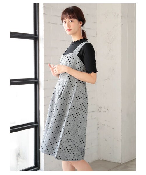 Earth Music Ecology アースミュージックアンドエコロジー の フロッキードットジャンパースカート ワンピース ドレス Wear