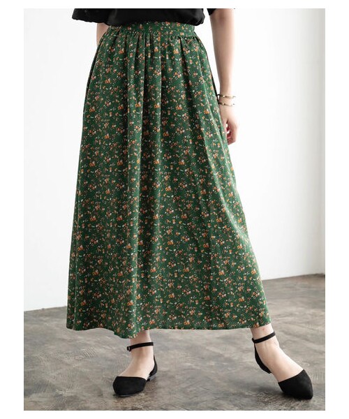 Green Parks グリーンパークス の 花柄フレアギャザースカート スカート Wear