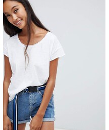 PULL&BEAR | Pull&Bear scoop neck t-shirt in white(Tシャツ/カットソー)