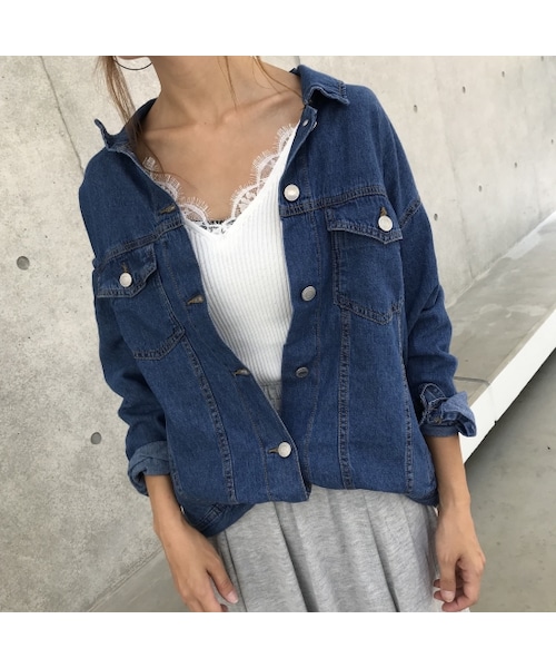 copine（コピン）の「再・再入荷！デニムシャツ感！！6.5オンスGジャン/ライトアウター【クリックポスト対象商品】（デニムジャケット・レディース・その他）」の2枚目の写真