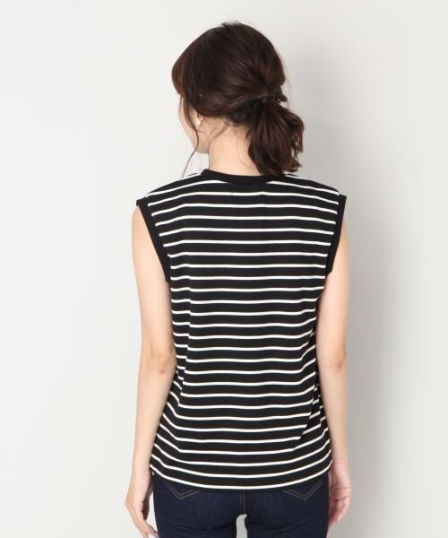 LOWRYS FARM（ローリーズファーム）の「ボーダーノースリーブ（トップス・オフ/ブラック/ブラウン）」の5枚目の写真