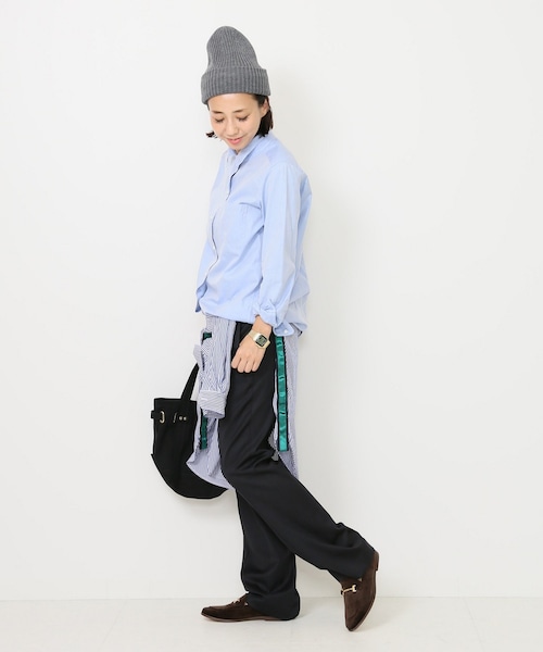 新品Deuxieme Classe ハイウエスト センタープレスパンツ ネイビー